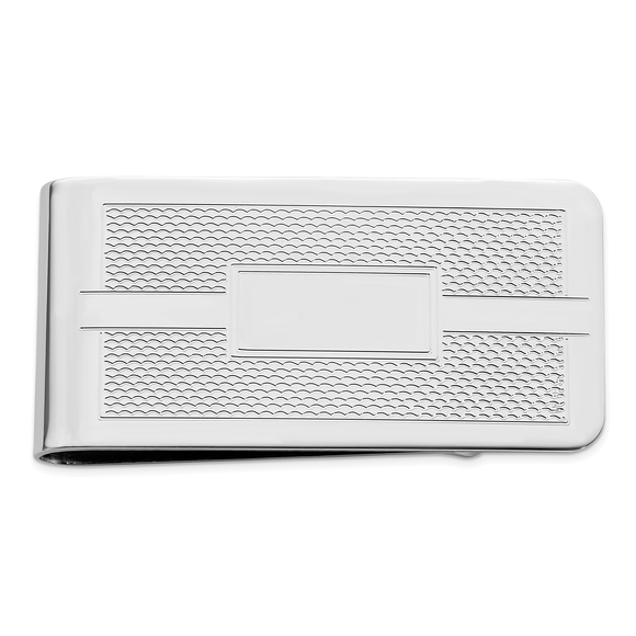 Rhodium-plated Kelly Waters Honey Comb Square Engraveable...